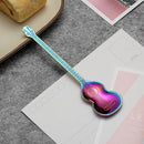 Stainless Steel Coffee Mixing Spoon Creative Musical Instrument Shape Spoon, Style:Guitar, Color:Colorful
