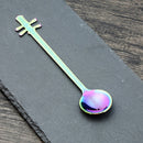 Stainless Steel Coffee Mixing Spoon Creative Musical Instrument Shape Spoon, Style:Yueqin, Color:Colorful