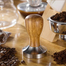 Stainless Steel Solid Wood Handle Integrated Coffee Powder, Specification:57.5mm, Color:Rosewood Handle