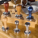 Stainless Steel Solid Wood Handle Integrated Coffee Powder, Specification:57.5mm, Color:Rosewood Handle