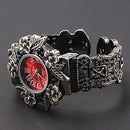Retro Embossed Flower Bracelet Quartz Watch for Women(Silver White)