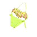 2 PCS Tri-color Tassel Split Bikini Swimsuit for Girls, Size:M(Green)