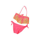 2 PCS Tri-color Tassel Split Bikini Swimsuit for Girls, Size:M(Pink)