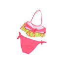 2 PCS Tri-color Tassel Split Bikini Swimsuit for Girls, Size:L(Watermelon Red)