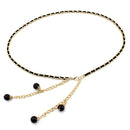 Women Pearl-embellished Thin Metal Waist Chain Belt, Length:135cm(Blue)