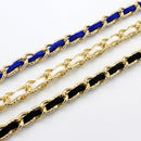 Women Pearl-embellished Thin Metal Waist Chain Belt, Length:135cm(Blue)