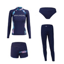 Women Long-sleeved Diving Suit Swimsuit Sunscreen Surf Clothing Slimming Suit, Size:M(Navy Blue)