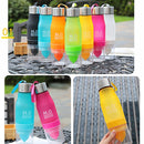 Portable Plastic Bottle Kids Outdoor Sports Bottle Lemon Juicer Fruit Blender Capacity: 650ml(Blue)