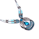 Women Fashion Waterdrop Diamond Earrings Necklace Jewelry Set