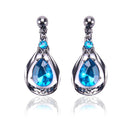 Women Fashion Waterdrop Diamond Earrings Necklace Jewelry Set