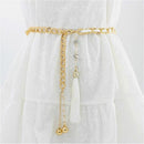 Women Metal Waist Chain Belt Skirt Accessories with Tassel(White)