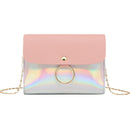 Laser Crossbody Bag For Women Chain Mini Shoulder Bag Circle Small Messenger Bag Womens Handbags Purses Evening Clutch Bags(Pink)