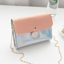 Laser Crossbody Bag For Women Chain Mini Shoulder Bag Circle Small Messenger Bag Womens Handbags Purses Evening Clutch Bags(Pink)