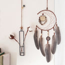 Simple Owl Wind Chime Dream Catcher Natural Feather Wall Hanging Home Interior