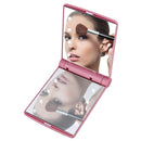 2 PCS Lady Cosmetic Vanity Mirror Folding Portable Pocket Built-in LED Lighting Bulbs(black)
