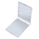 2 PCS Lady Cosmetic Vanity Mirror Folding Portable Pocket Built-in LED Lighting Bulbs(White)