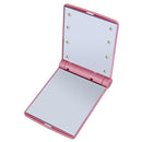 2 PCS Lady Cosmetic Vanity Mirror Folding Portable Pocket Built-in LED Lighting Bulbs(Pink)