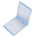 2 PCS Lady Cosmetic Vanity Mirror Folding Portable Pocket Built-in LED Lighting Bulbs(blue)