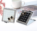 Hand-made Diamond Mini Folding Cosmetic Mirror Portable Mirror Double-side Gem Bow(Black)