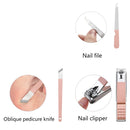 15 In 1 Stainless Steel Pink Manicure Tool Set