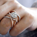 Rose Gold-plated Color Separation Ring Creative Cross Zircon Engagement Ring(9)