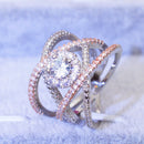 Rose Gold-plated Color Separation Ring Creative Cross Zircon Engagement Ring(9)