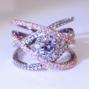 Rose Gold-plated Color Separation Ring Creative Cross Zircon Engagement Ring(9)