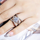 Rose Gold-plated Color Separation Ring Creative Cross Zircon Engagement Ring(9)