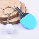 2 PCS Creative Metal table Tennis Keychain Handmade Jewelry Gift Sports Keychain, Specification:2Ã—2.8Ã—6.5cm(Light Blue)
