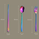 3 PCS / Set Creative Stainless Steel Spoon Fork Chopsticks Portable Tableware Set, Color:Colorful