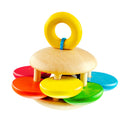 Baby Wooden Rattle Bell Toys Infant Handbell Rattles Kids Musical Instrument Educational Toy Funny Newborns Handle Bells Toys(Flower pattern)