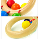 Baby Wooden Rattle Bell Toys Infant Handbell Rattles Kids Musical Instrument Educational Toy Funny Newborns Handle Bells Toys(Ring type)