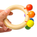Baby Wooden Rattle Bell Toys Infant Handbell Rattles Kids Musical Instrument Educational Toy Funny Newborns Handle Bells Toys(Ring type)