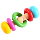 Baby Wooden Rattle Bell Toys Infant Handbell Rattles Kids Musical Instrument Educational Toy Funny Newborns Handle Bells Toys(Three rings)