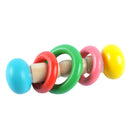 Baby Wooden Rattle Bell Toys Infant Handbell Rattles Kids Musical Instrument Educational Toy Funny Newborns Handle Bells Toys(Three rings)