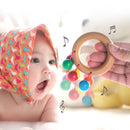 Baby Wooden Rattle Bell Toys Infant Handbell Rattles Kids Musical Instrument Educational Toy Funny Newborns Handle Bells Toys(Ring type)