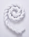 2M Pure Color Weaving Knot for Infant Room Decor Crib Protector Newborn Baby Bed Bumper Bedding Accessories(White)