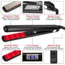 RUCHA Ultrasonic Infrared Hair Care Iron Straightener with Adjustable Upgraded LCD Display, Plug standard:EU(Black)