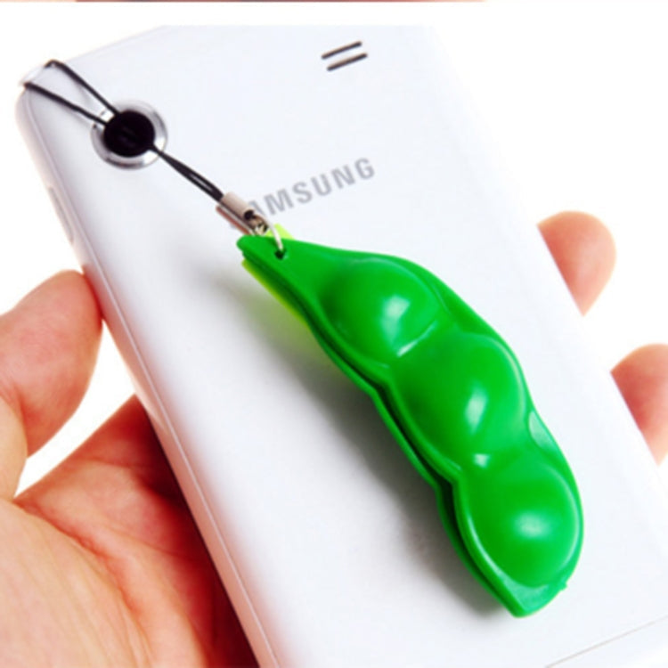 3 PCS Creative Extrusion Pea Soybean Stress Relief Toy Key Pendant, Random Expression Delivery