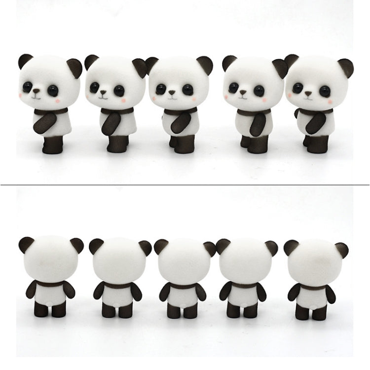 Little Cute PVC Flocking Animal Panda Dolls Birthday Gift Kids Toy, Size: 4.5*3.5*6cm(Black White)