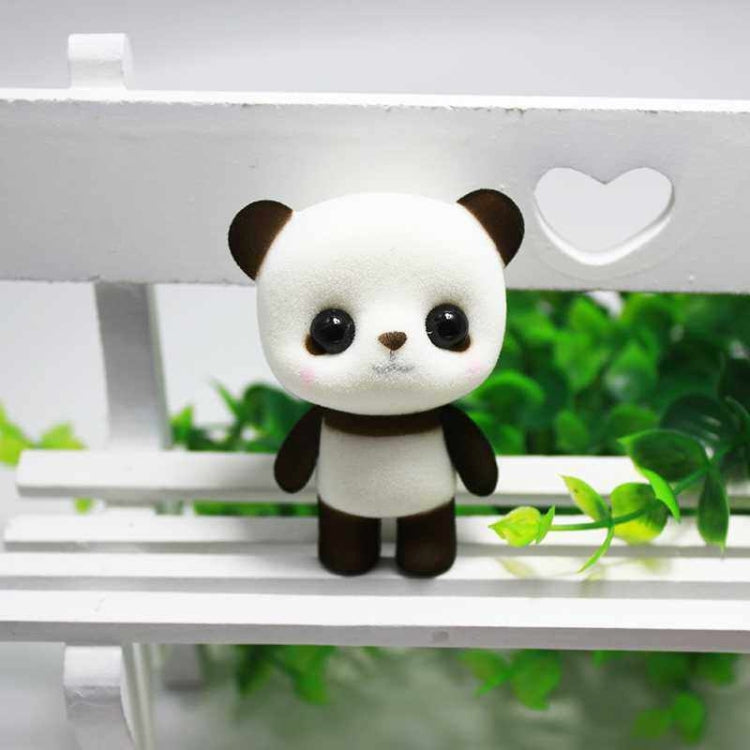 Little Cute PVC Flocking Animal Panda Dolls Birthday Gift Kids Toy, Size: 4.5*3.5*6cm(Black White)