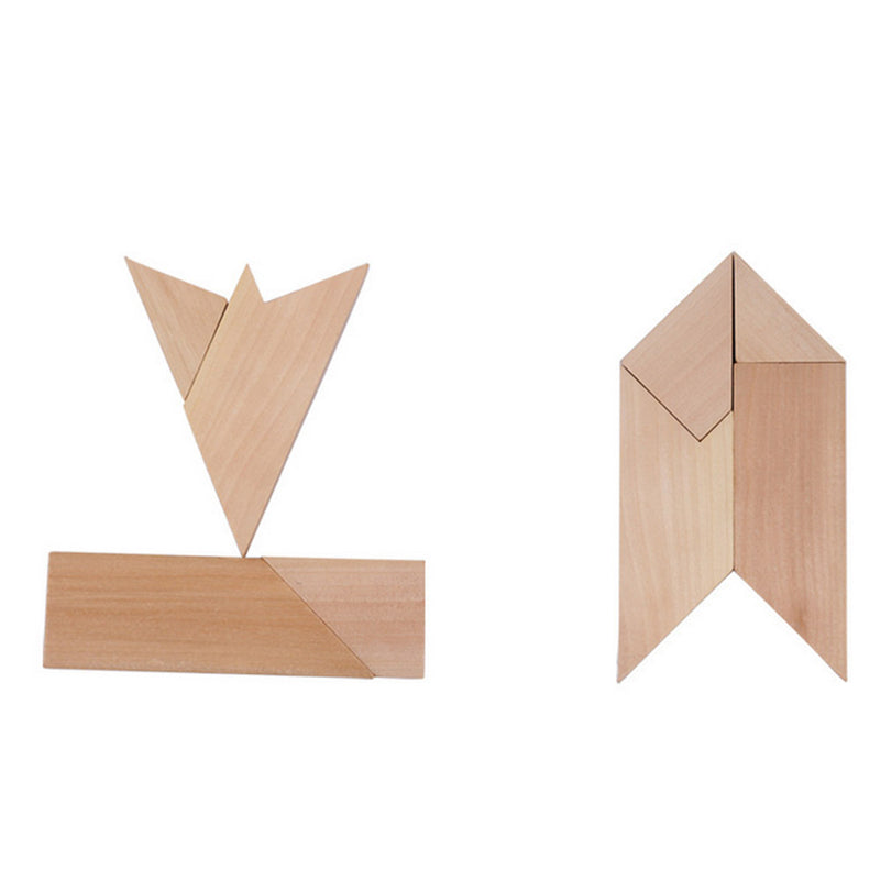 Letter T Tangram Solid Wood Brain Teaser Wooden Puzzle