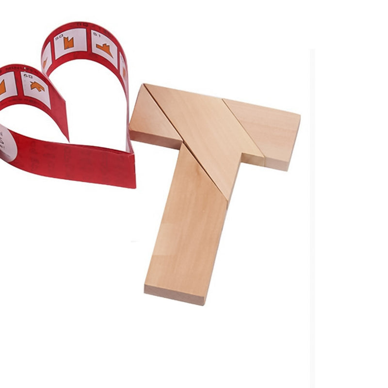 Letter T Tangram Solid Wood Brain Teaser Wooden Puzzle