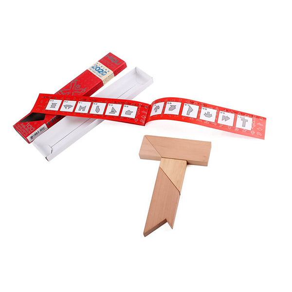 Letter T Tangram Solid Wood Brain Teaser Wooden Puzzle