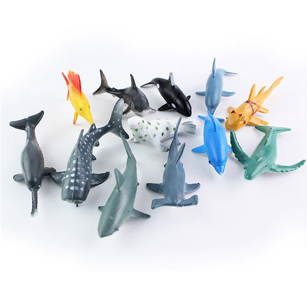 24pcs Mini Sea Animal Ocean Creature Marine Life Figures Models Toys