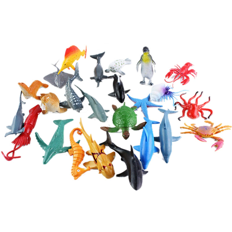 24pcs Mini Sea Animal Ocean Creature Marine Life Figures Models Toys
