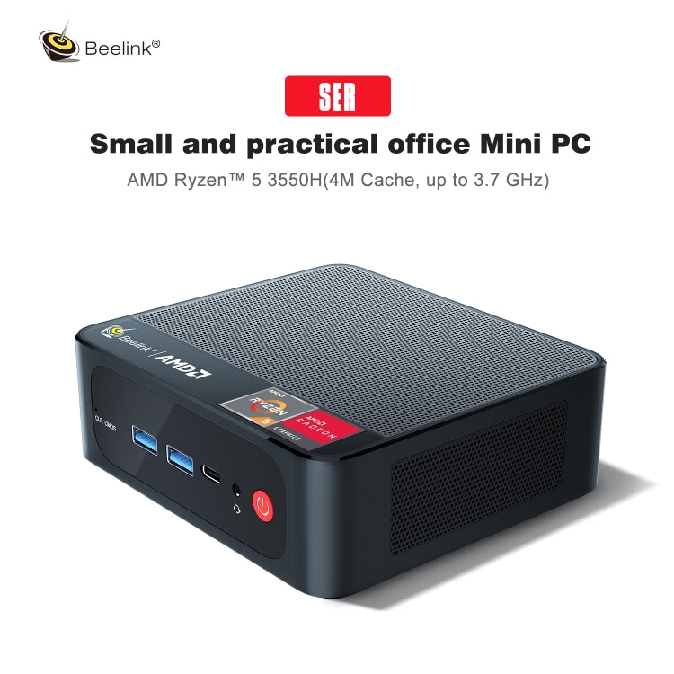 Beelink SER Windows 11 Mini PC, 8GB+256GB, AMD Ryzen 5 3550H, Support Bluetooth / HDMI / WiFi / RJ45, EU Plug