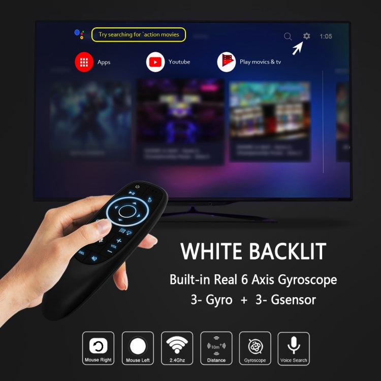 G10s Pro Backlit 2.4G Air Mouse Remote Control with Fidelity Voice Input & IR Learning & 6-axis Gyroscope for PC & Android TV Box & Laptop & Projector