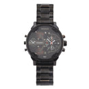 CAGARNY 6820 Fashionable Business Style Large Dial Dual Time Zone Quartz Movement Wrist Watch with Stainless Steel Band & Calendar Function for Men(Black Band Orange Needle)