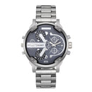 CAGARNY 6820 Fashionable Business Style Large Dial Dual Time Zone Quartz Movement Wrist Watch with Stainless Steel Band & Calendar Function for Men(Silver Band Grey Window)